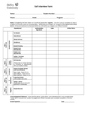 Fillable Online Exit Interview Form Fax Email Print Pdffiller