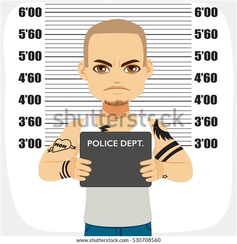 Dangerous Male Criminal Tattoos Holding Mugshot Stock Vector (Royalty Free) 530708560 | Shutterstock