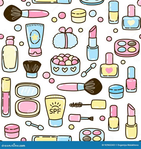 Seamless Pattern With Makeup Set Stock Vector Illustration Of Nail