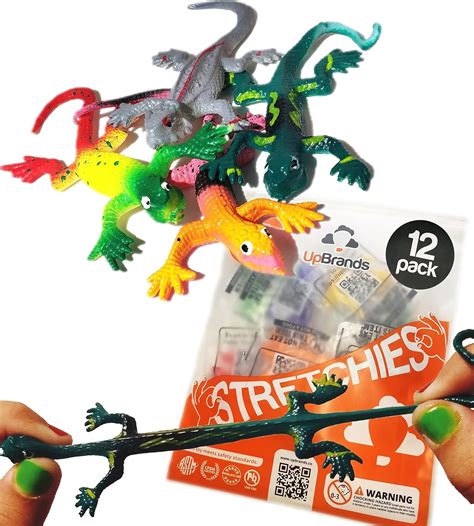 Upbrands Painted Stretchy Lizards Toys 3 Inches Bulk Set 4