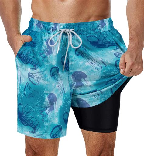 Surf Cuz Mens Swim Trunks With Compression Liner Quick Dry Bathing