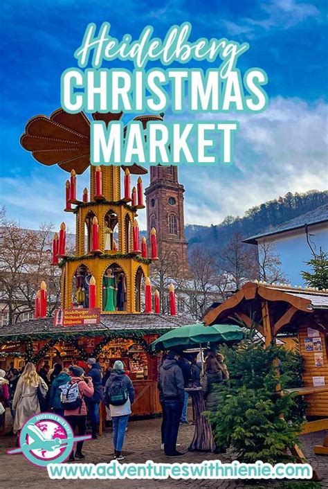 people are standing in front of a christmas market with the words ...