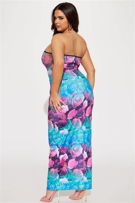 Cassidy Floral Maxi Dress Teal Combo Fashion Nova