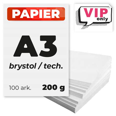 PAPIER TECHNICZNY brystol BIAŁY 200g A3 100 arkuszy GRUBY A3200G100