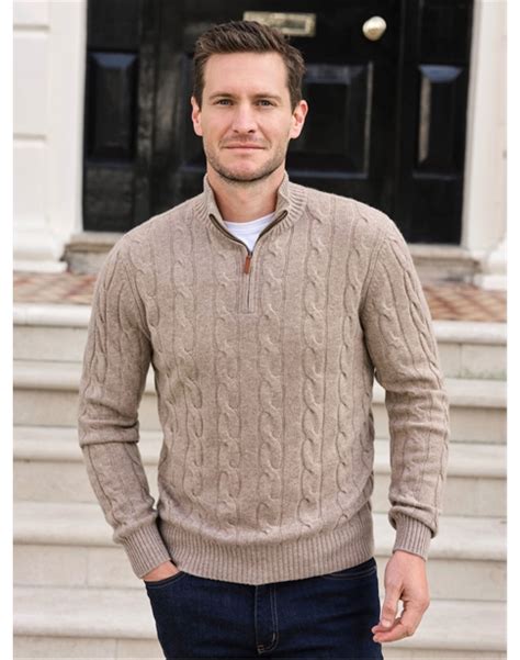 Navy Merino Wool Half Zip Fairisle Sweater Pure Collection