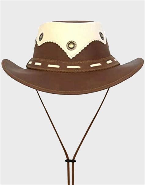 Oily Leather Cowboy Bush Western Aussie Style Leather Hat Rambo Leather