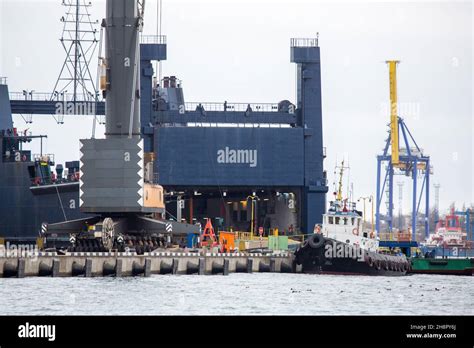 Roro Ship In Port At On Ferry Ferryboat Terminal On Loading Unloading