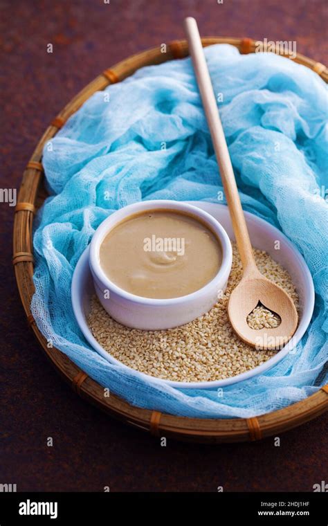 Tahini Sesame Paste Stock Photo Alamy