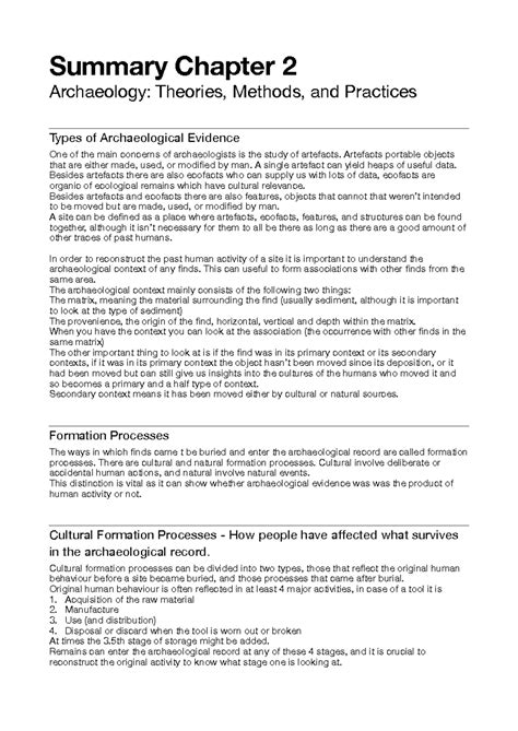 Summary of Chapter 2: The Essentials of Archaeological Evidence