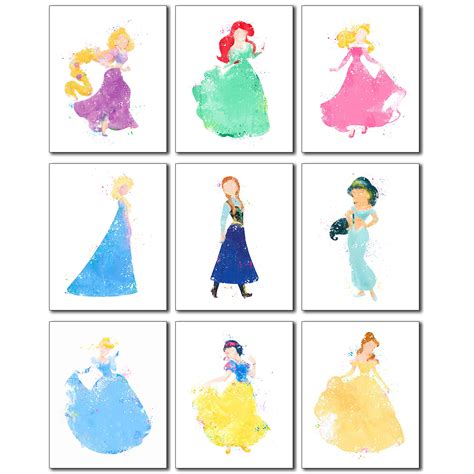 Buy Princess Watercolor Prints Set Of 9 8 Inches X 10 Inches Photos