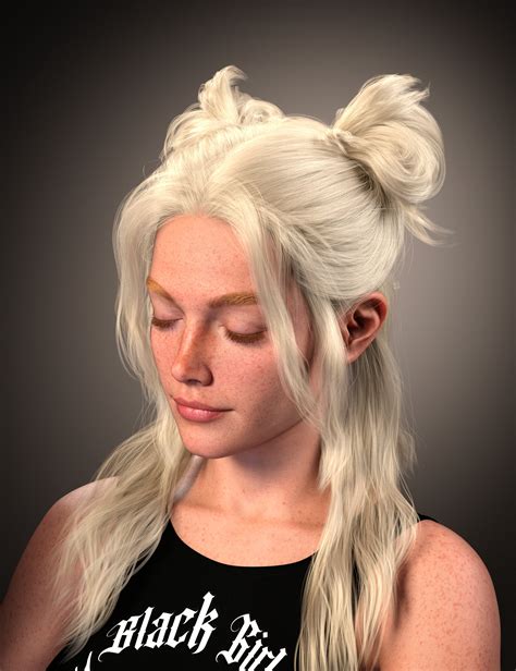 FE Double Buns Hair For Genesis 9 Daz 3D