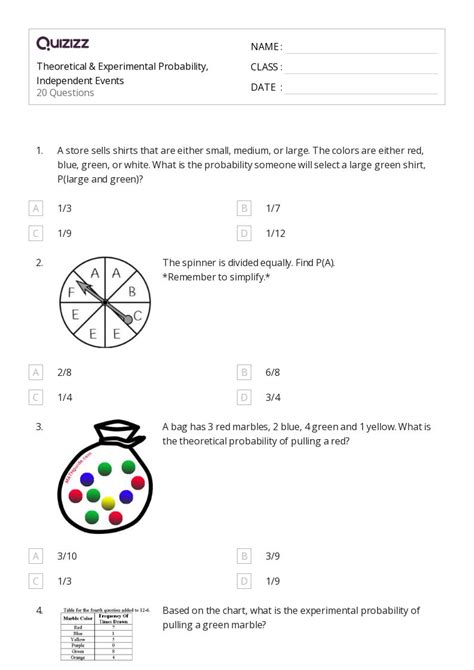 Experimental Probability Worksheets On Quizizz Free Printable