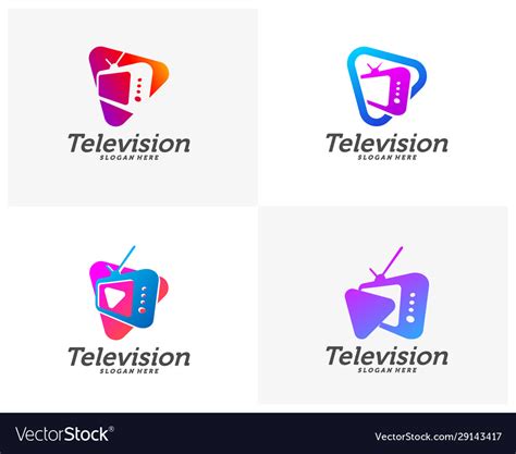 Set media tv creative logo concepts play Vector Image