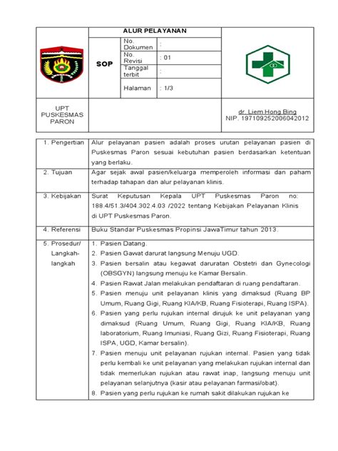 Sop Alur Pelayanan Revisi Pdf