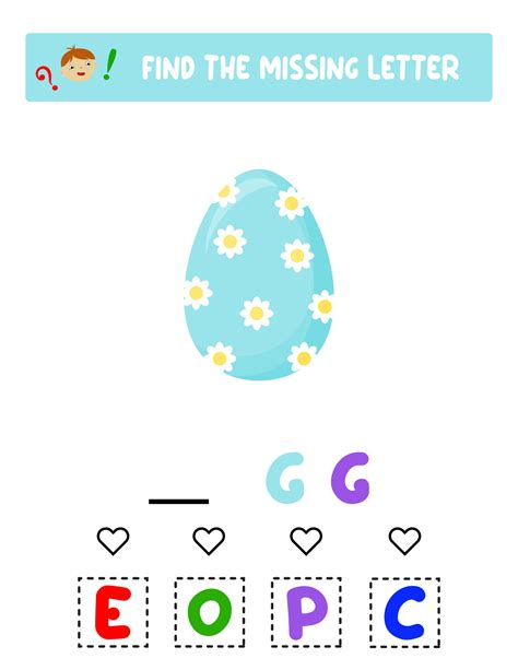 Find the missing letter. Easter eggs. educational sheet for children ...