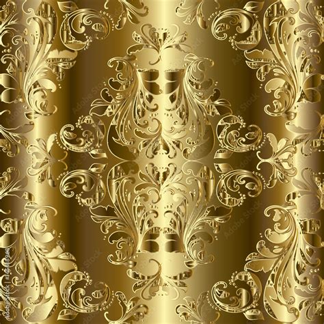 Royal Luxury Gold Baroque Seamless Pattern Chic Golden D Background