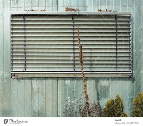 Jalousie Hinter Schaufenster Mit Spiegelung Ein Lizenzfreies Stock