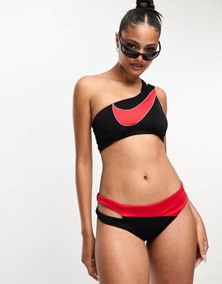 Nike Swimming Icon Sneakerkini Asymmetrical Bikini Bottoms In Black And