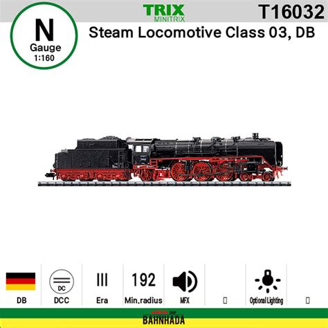 Minitrix T16032 N Steam Locomotive Class 03 DB DCC Sound