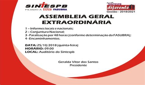 Assembleia Geral Extraordin Ria Sintespb