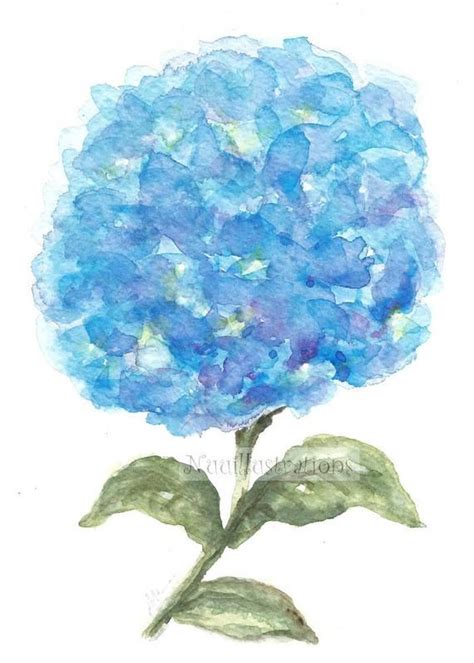 Blue Hydrangeas Original Watercolor Painting Floral Flower Etsy