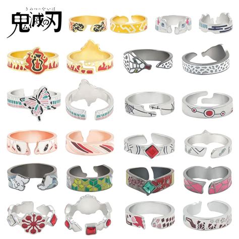 Anime Demon Slayer Ring Kimetsu No Yaiba Kamado Tanjirou Adjustable