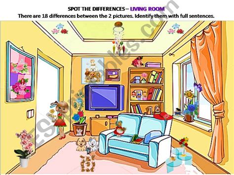 Esl English Powerpoints Spot The Differences Living Room With