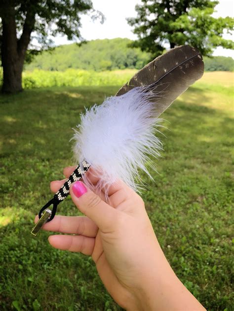 Black and White Hair Feather - Beaded Hair Feather - Native American ...