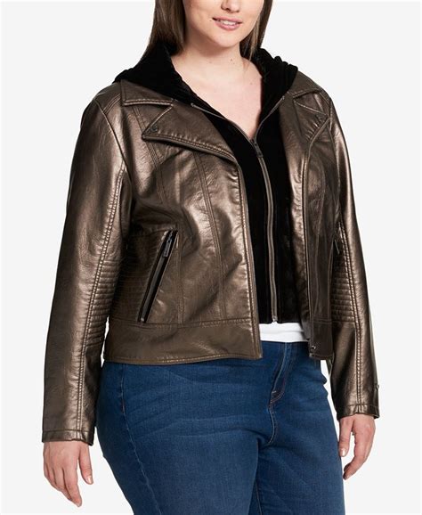 Tommy Hilfiger Plus Size Faux Leather Layered Look Moto Jacket Created For Macys Macys