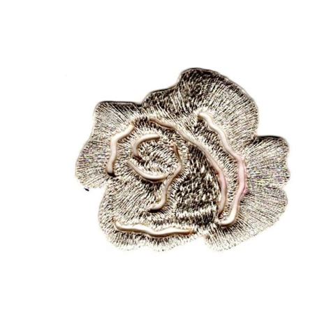 Ecusson Thermocollant Fleur Petite Rose Ajour Coloris Argent X Cm