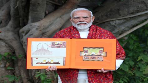 Pm Modi Releases Postal Stamps Dedicated To Ram Mandir Book Of