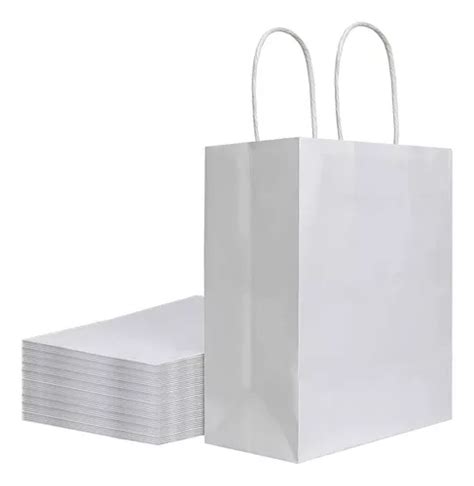 Bolsas De Papel Kraft Blanco Con Manija X X Unidades