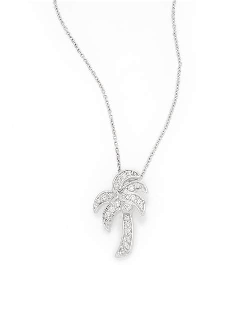 Lyst - Effy 0.28 Tcw Diamond & 14k White Gold Palm Tree Pendant Necklace in Metallic