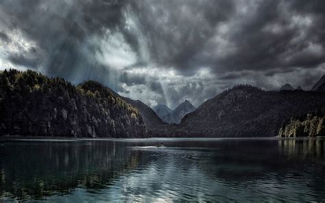 HD wallpaper: clouds, Dark, Fall, forest, Germany, lake, landscape ...