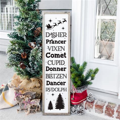 Christmas Santa's Reindeer Names Porch Leaner, Winter Porch Leaner ...