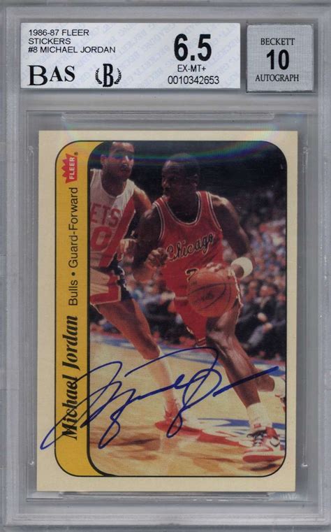 Lot Detail Michael Jordan Signed 1986 Fleer Sticker Rookie Card BGS