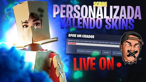 AO VIVO SALA PERSONALIZADA FORTNITE VALENDO SKINS SORTEIO PARA