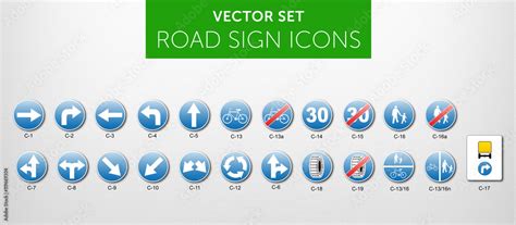 ROAD SIGNS Znaki Drogowe Nakazu Vector Icon PACK Vol 2 Stock Vector