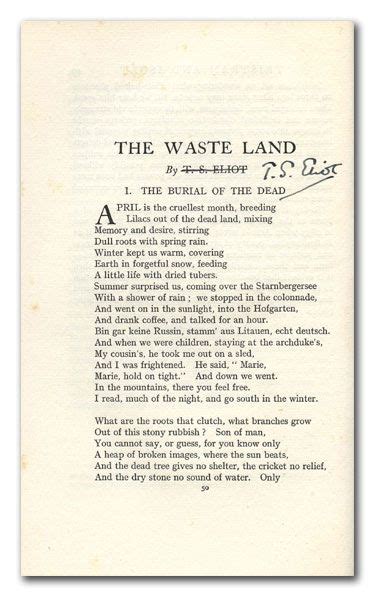 T S Eliot The Beginning Of The Waste Land Great Poems By