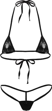 TiaoBug Women Shiny Micro String Bikini Swimsuit Lingerie G String