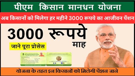 Pm Kisan Mandhan Yojana किसानों के लिए खुशखबरी हर महीने 3000 रुपये की