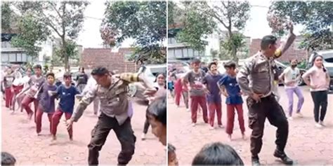 Aksi Pak Bhabin Joget Bareng Anak Anak Luwes Banget Ajari Menari