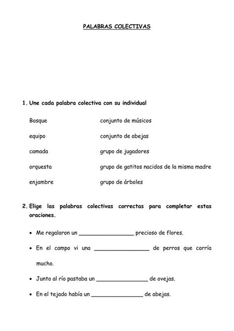 Palabras Colectivas Online Worksheet