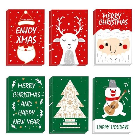 48pcs Premium Christmas Cards Xmas Cards 6 Styles Bulk Mixed Card Pack ...