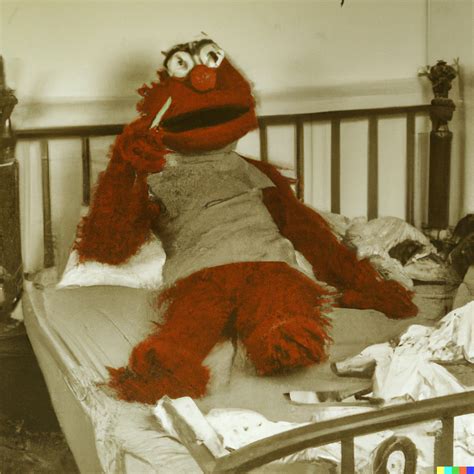 Elmo Smoking A Joint Lying In Bed In His Messy Teenage Bedroom R Dalle