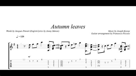 Fingerstyle Guitar Autumn Leaves From Jazz Tunes Vol1 Nr4 Youtube