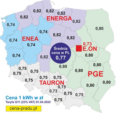 CENA PRĄDU W POLSCE 2022 w taryfie G11 gospodarstwa domowe ENEA