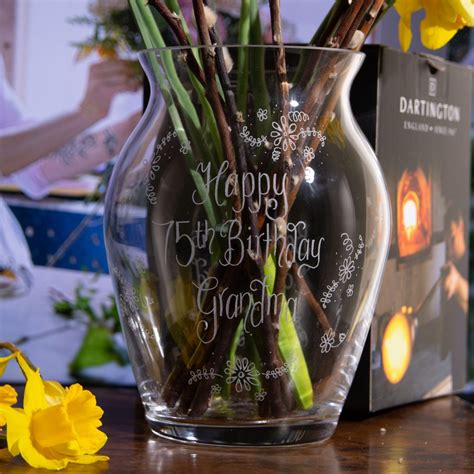 Personalised Glass Birthday Vase Cove Calligraphy