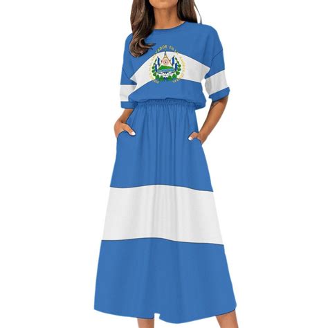 El Salvador Dress, El Salvadorian, Flag, Women, Ladies, Teens, Girls ...