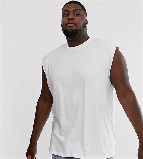 Asos Design Plus Oversized Longline Sleeveless T Shirt In White